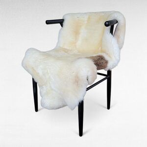 Tan + Brown Spot Beige Luxury Sheepskin  49" x 32"